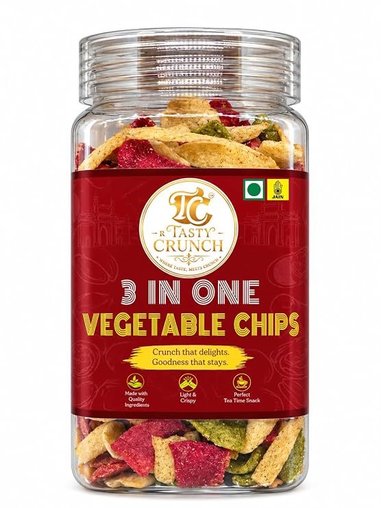 Tasty Crunch 3 in 1 Vegetable Chips Beetroot Palak Pumpkin 120 g