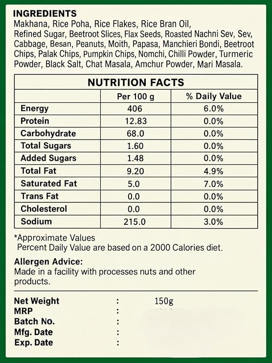 Tasty Crunch Healthy Makhana Bhel Fox Nut Snack Mix 150 g gallery image