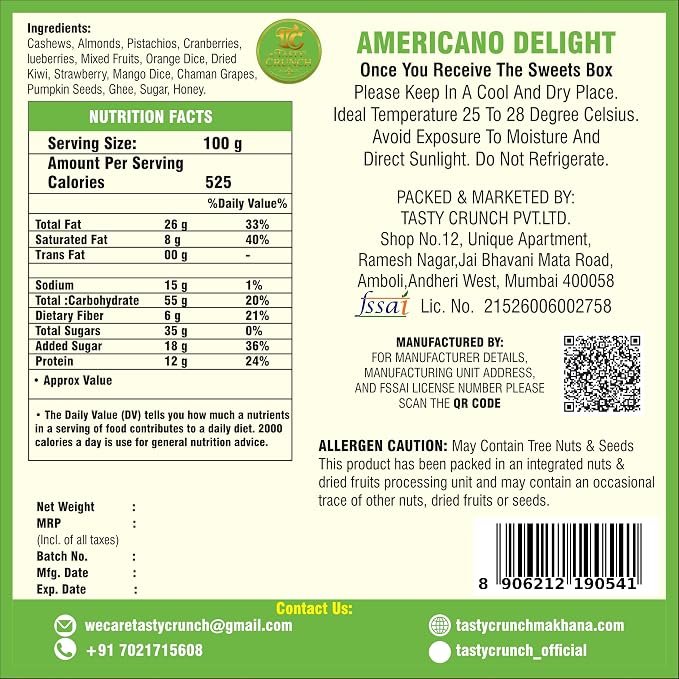 Tasty Crunch Americano Delight Dried Fruits & Nuts Sweet 180g gallery image