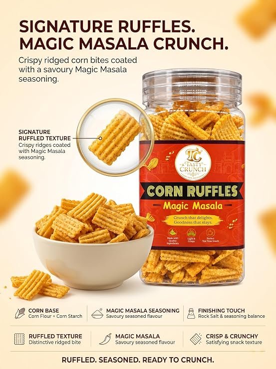 Tasty Crunch Corn Ruffles Magic Masala Crunchy Corn Snack 80 g gallery image