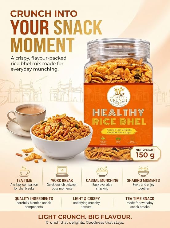Tasty Crunch Healthy Rice Bhel Crunchy Namkeen Mix 150 g gallery image