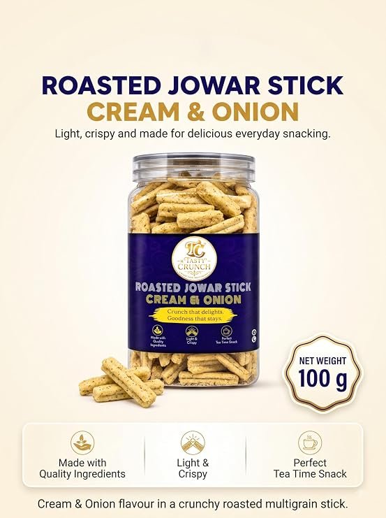 Tasty Crunch Roasted Jowar Sticks Cream & Onion 100 g gallery image