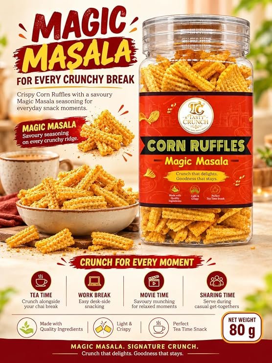Tasty Crunch Corn Ruffles Magic Masala Crunchy Corn Snack 80 g gallery image