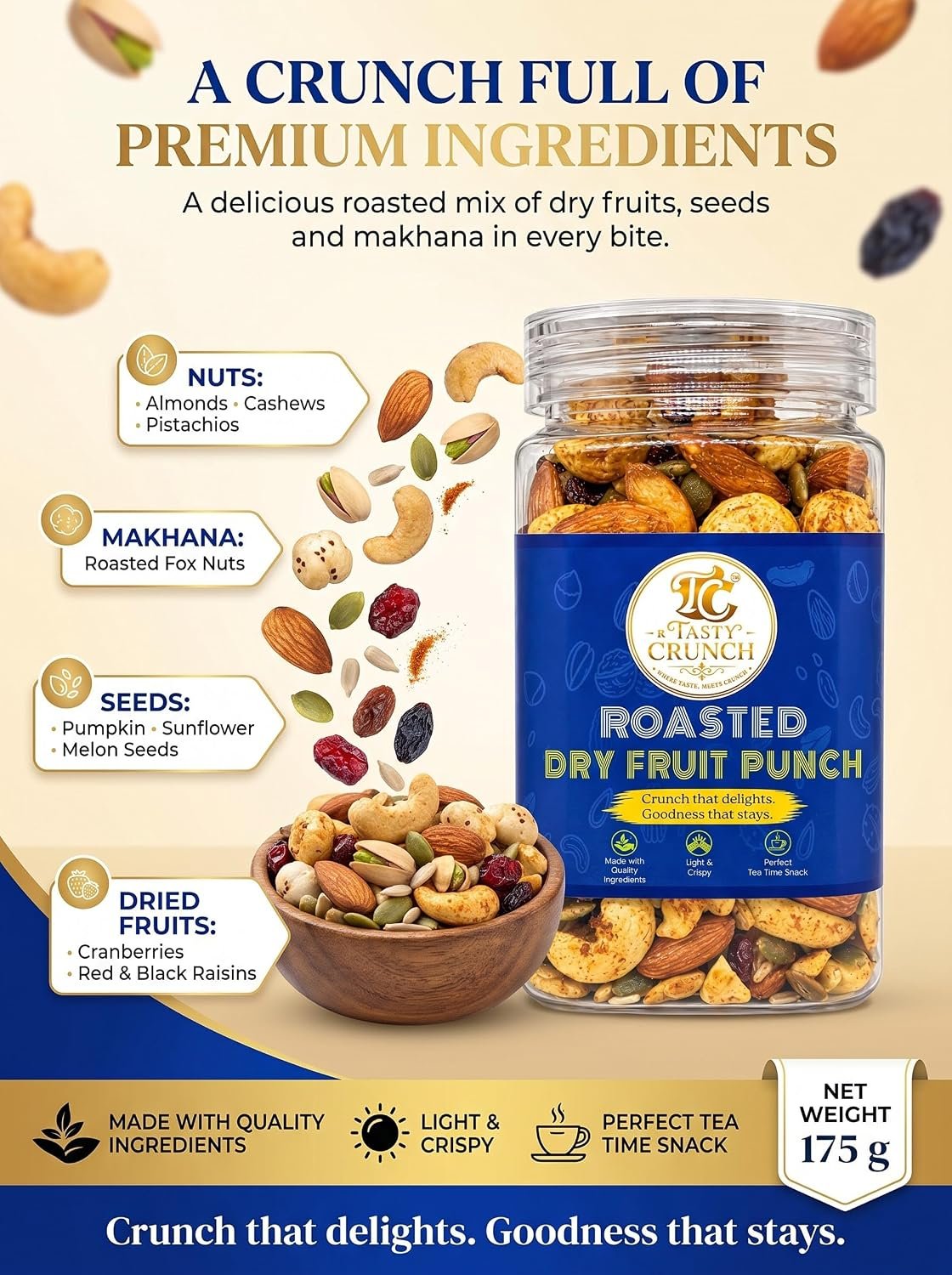 Tasty Crunch Roasted Dryfruit Punch Seeds & Betries Mix 180g gallery image