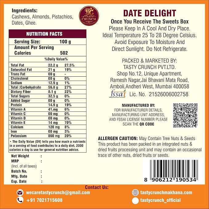 Tasty Crunch Date Delight Dates & Nuts Dry Fruit Sweet 180 g gallery image