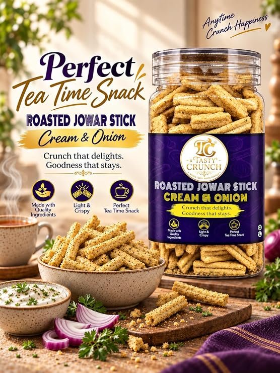 Tasty Crunch Roasted Jowar Sticks Cream & Onion 100 g gallery image