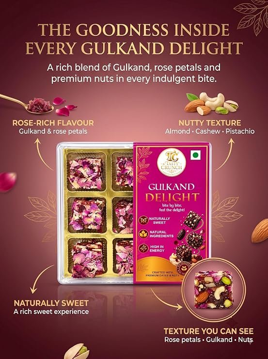 Tasty Crunch Gulkand Delight Dry Fruit Sweet with Dates & Nuts 180 g gallery image