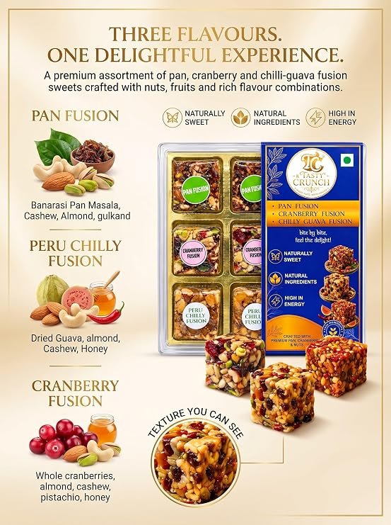 Tasty Crunch Fusion Delight Assorted Dry Fruit Sweets 180 g gallery image