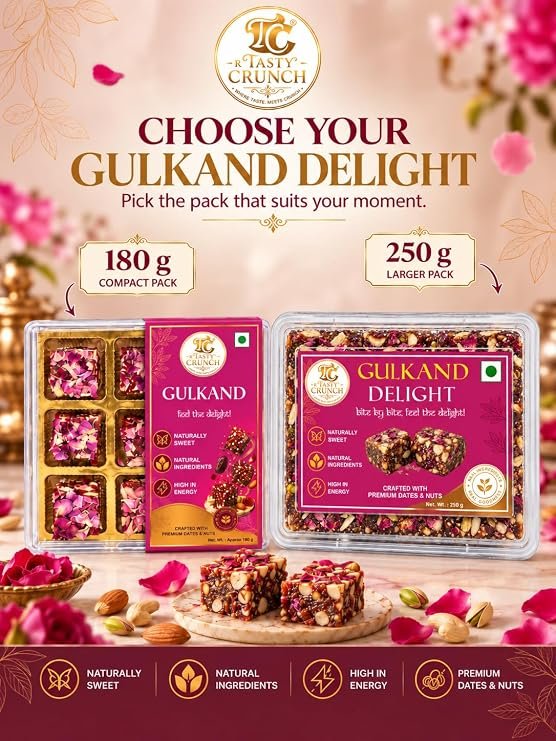 Tasty Crunch Gulkand Delight Dry Fruit Sweet with Dates & Nuts 250 g gallery image