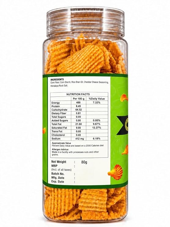 Tasty Crunch Corn Ruffles Cheddar Cheese Crunchy Corn Snack 80 g gallery image