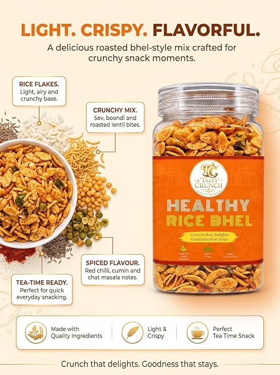 Tasty Crunch Healthy Rice Bhel Crunchy Namkeen Mix 150 g gallery image
