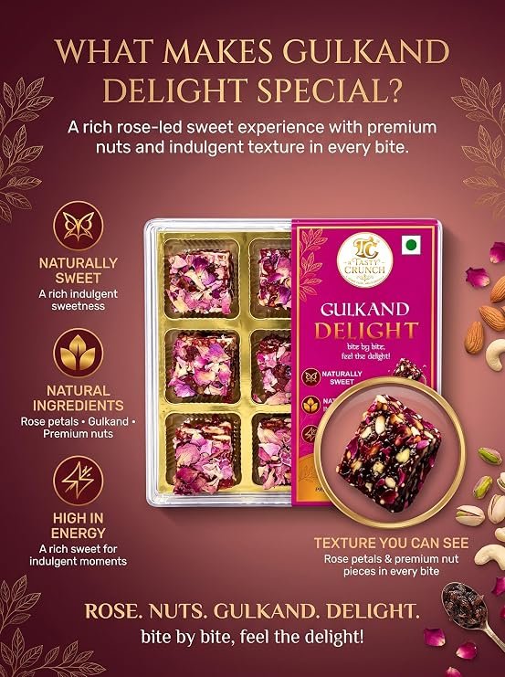 Tasty Crunch Gulkand Delight Dry Fruit Sweet with Dates & Nuts 180 g gallery image
