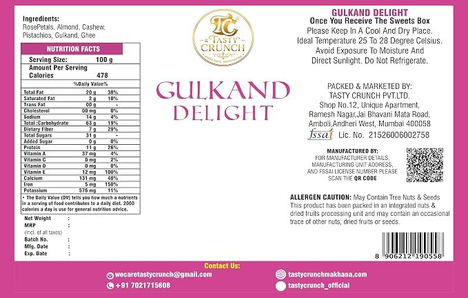 Tasty Crunch Gulkand Delight Dry Fruit Sweet with Dates & Nuts 250 g gallery image